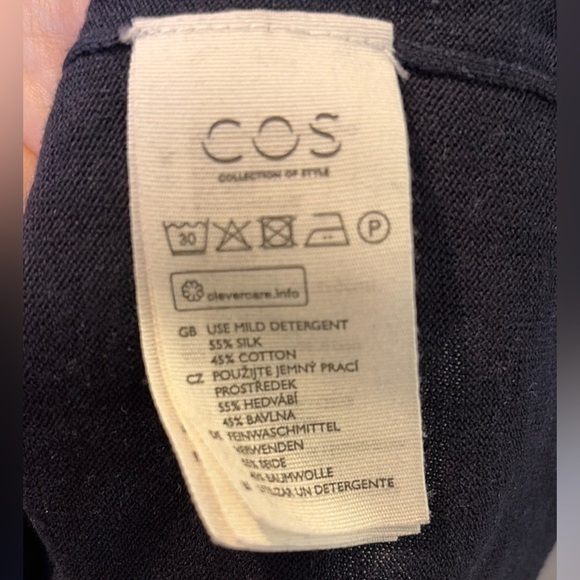 COS men’s size S cotton silk v neck sweater navy blue - Picture 5 of 5